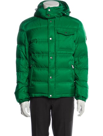 Prada 2019 Enameled Metal Triangle Puffer Coat