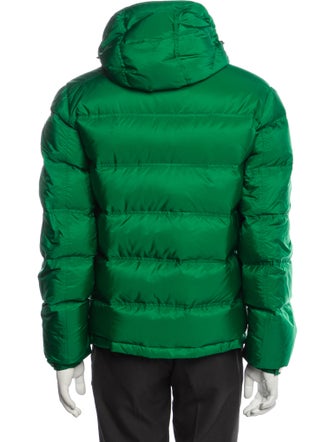 Prada 2019 Enameled Metal Triangle Puffer Coat