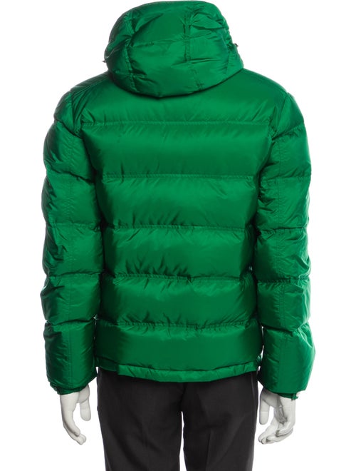 Prada 2019 Enameled Metal Triangle Puffer Coat