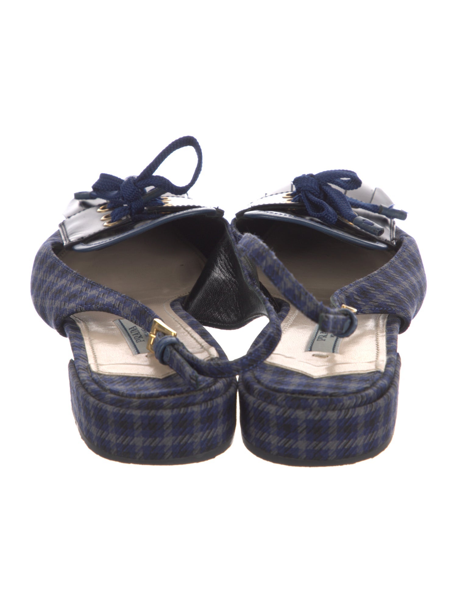 Prada Canvas Fringe Trim Accent Slingback Flats