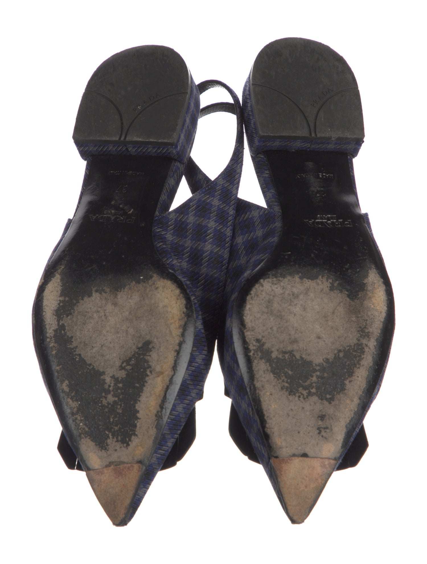 Prada Canvas Fringe Trim Accent Slingback Flats