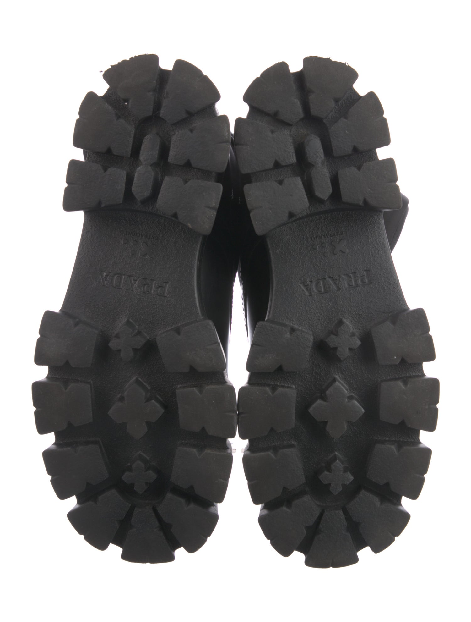 Prada Leather Faux Fur Trim Hiking Boots