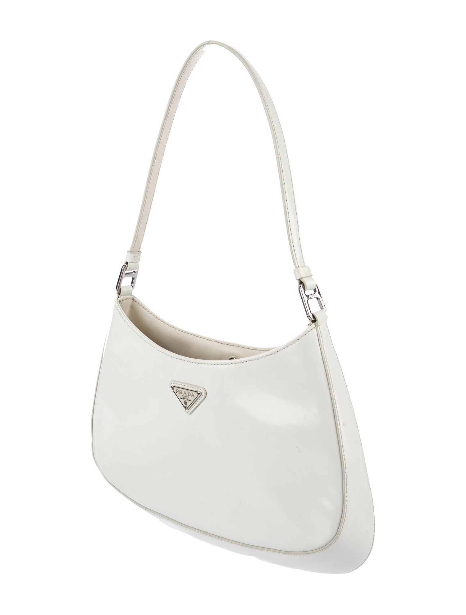 Prada Enameled Metal Triangle Cleo