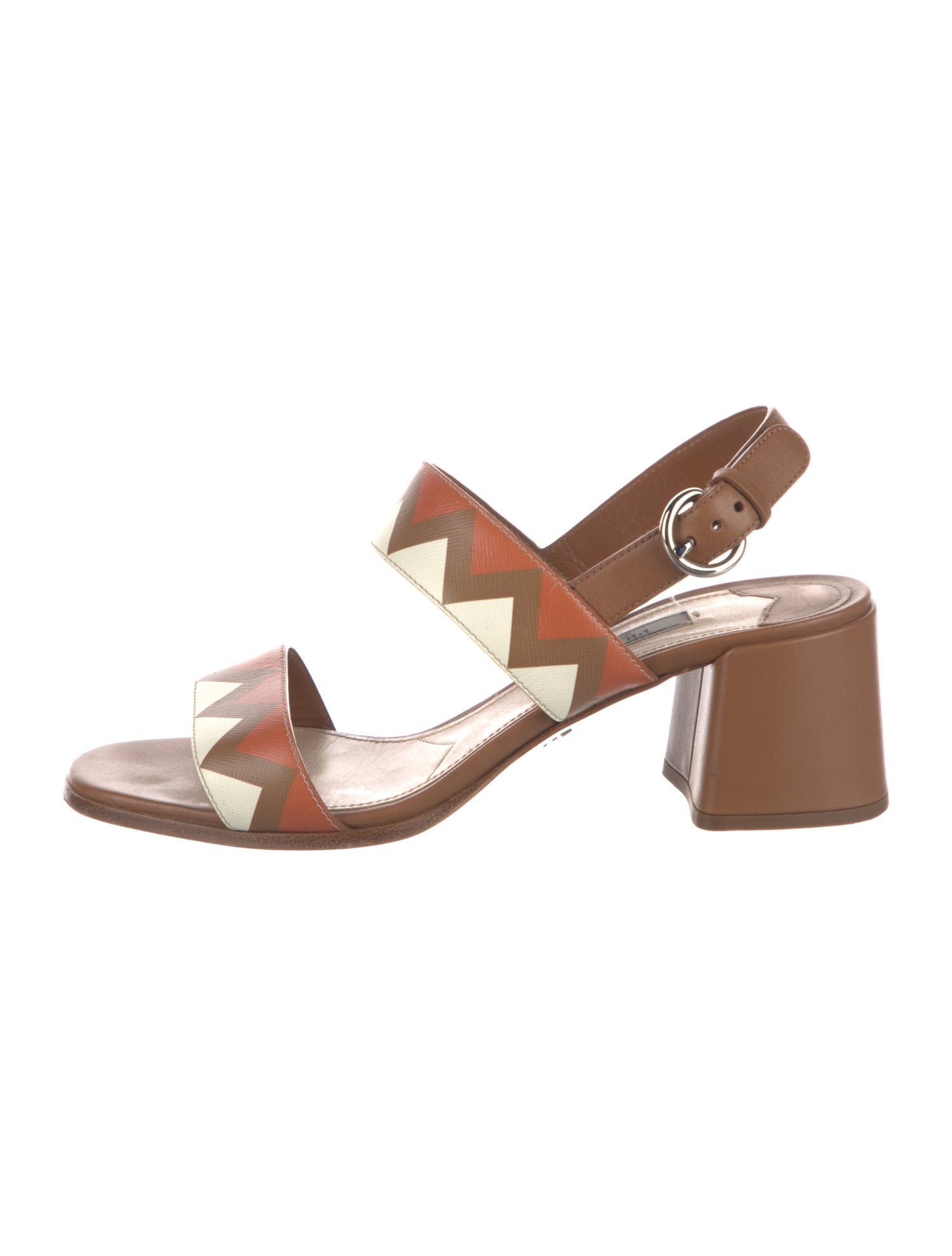 Prada Leather Printed Slingback Sandals