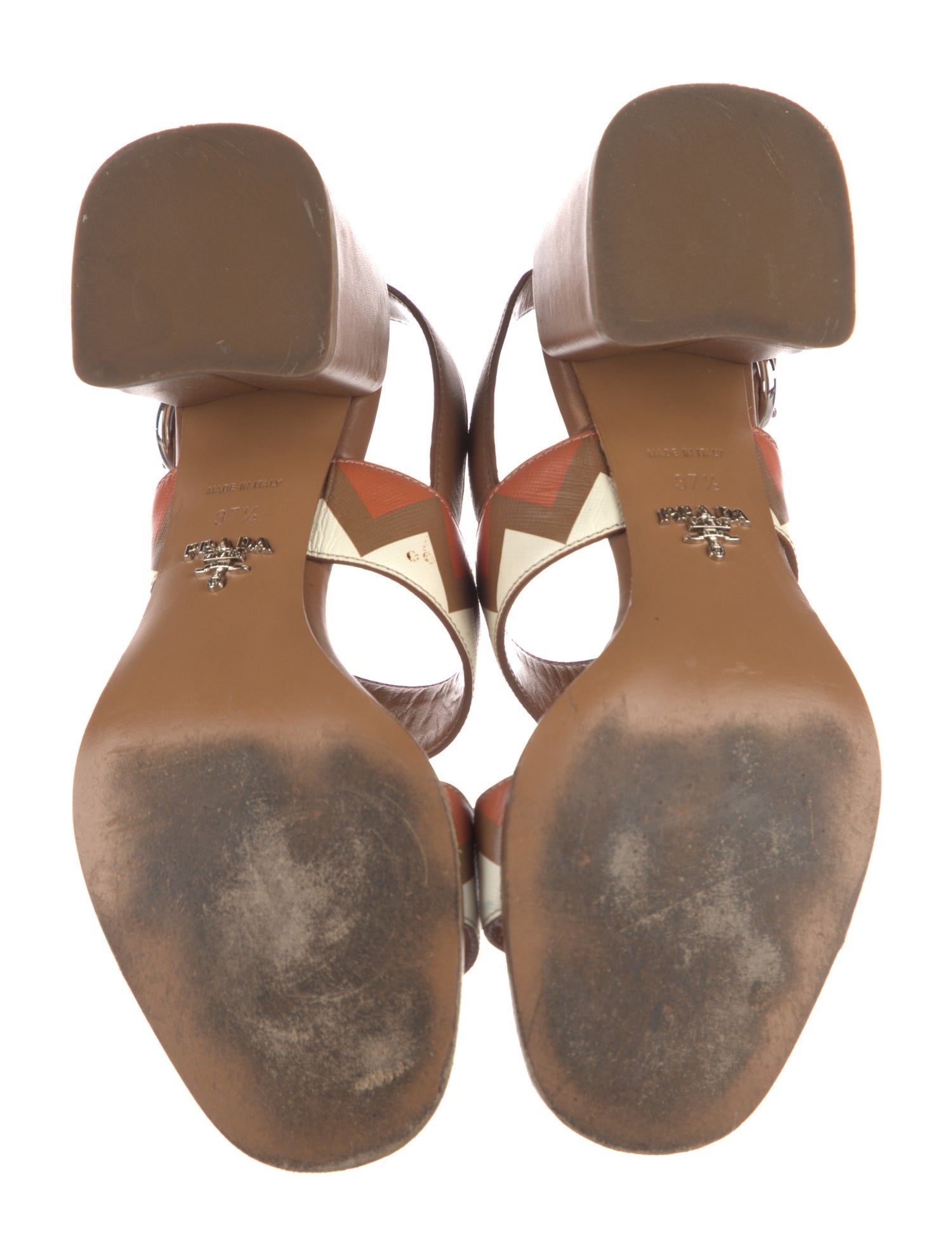 Prada Leather Printed Slingback Sandals