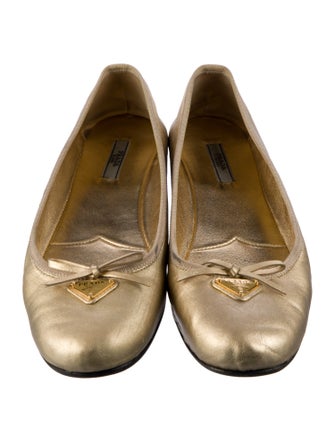 Prada Leather Bow Accents Ballet Flats