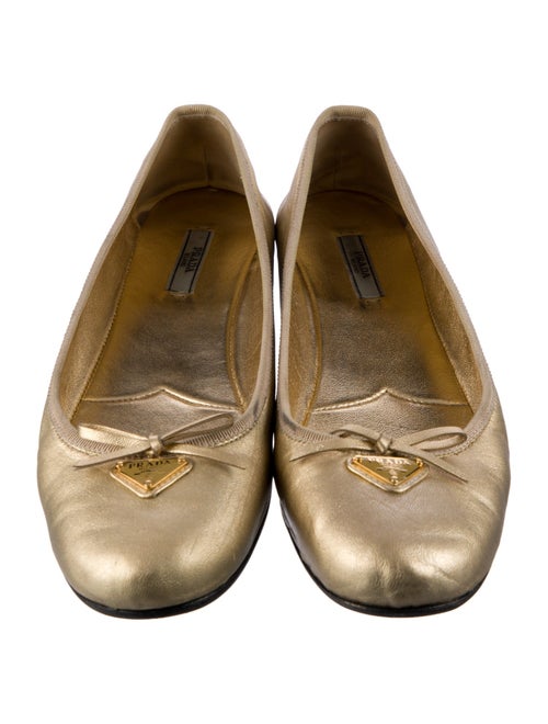 Prada Leather Bow Accents Ballet Flats