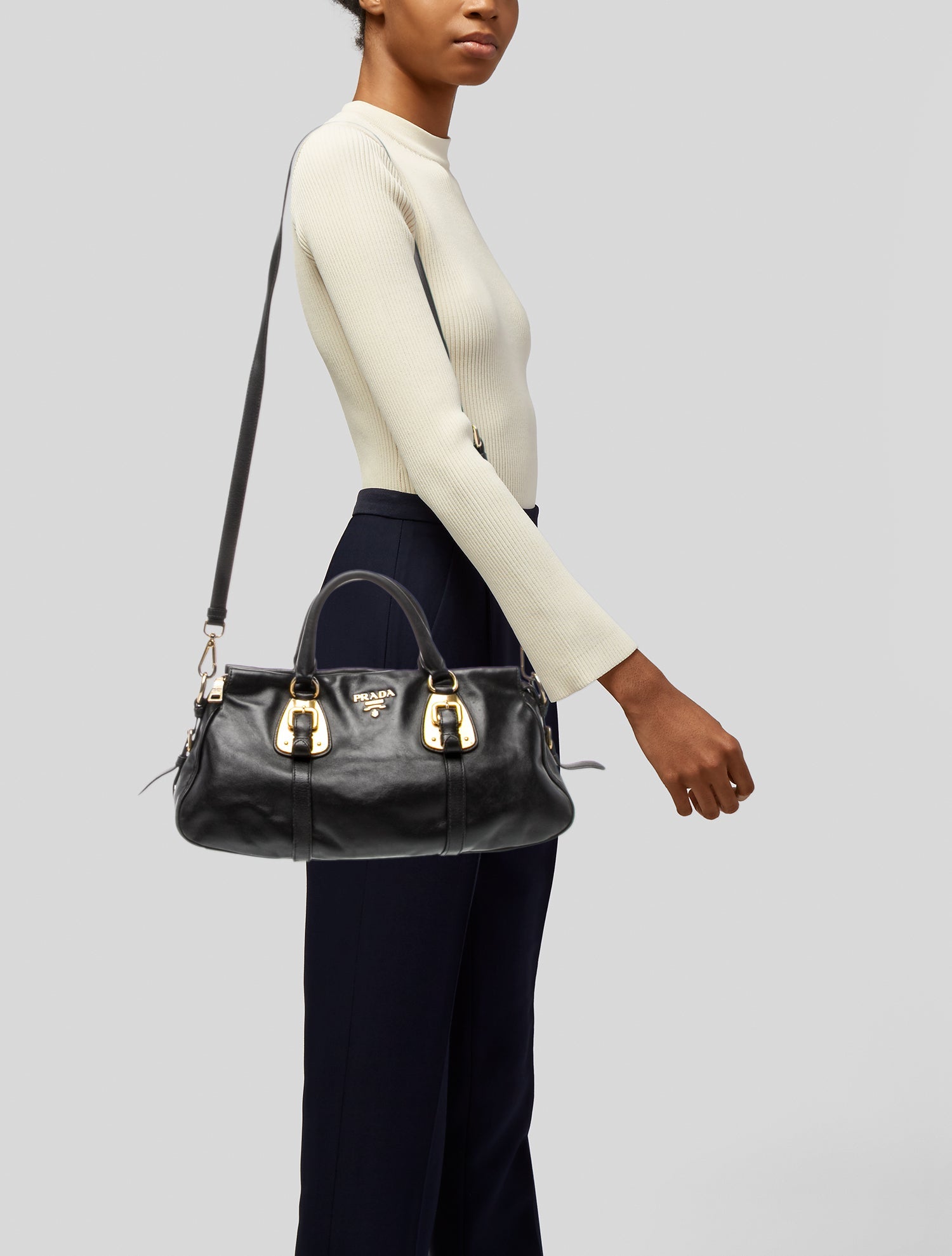 Prada Soft Calf Leather Bauletto