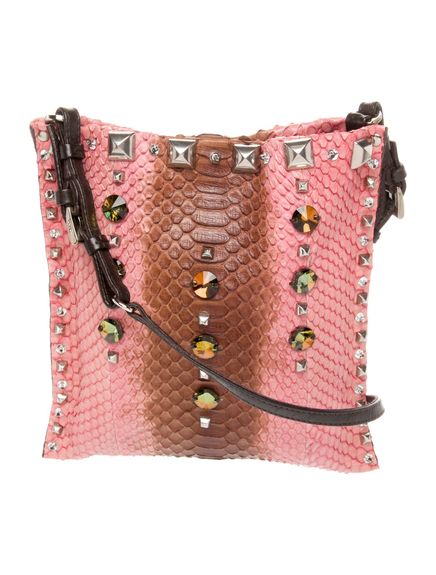 Prada Enameled Metal Triangle Bucket Bag