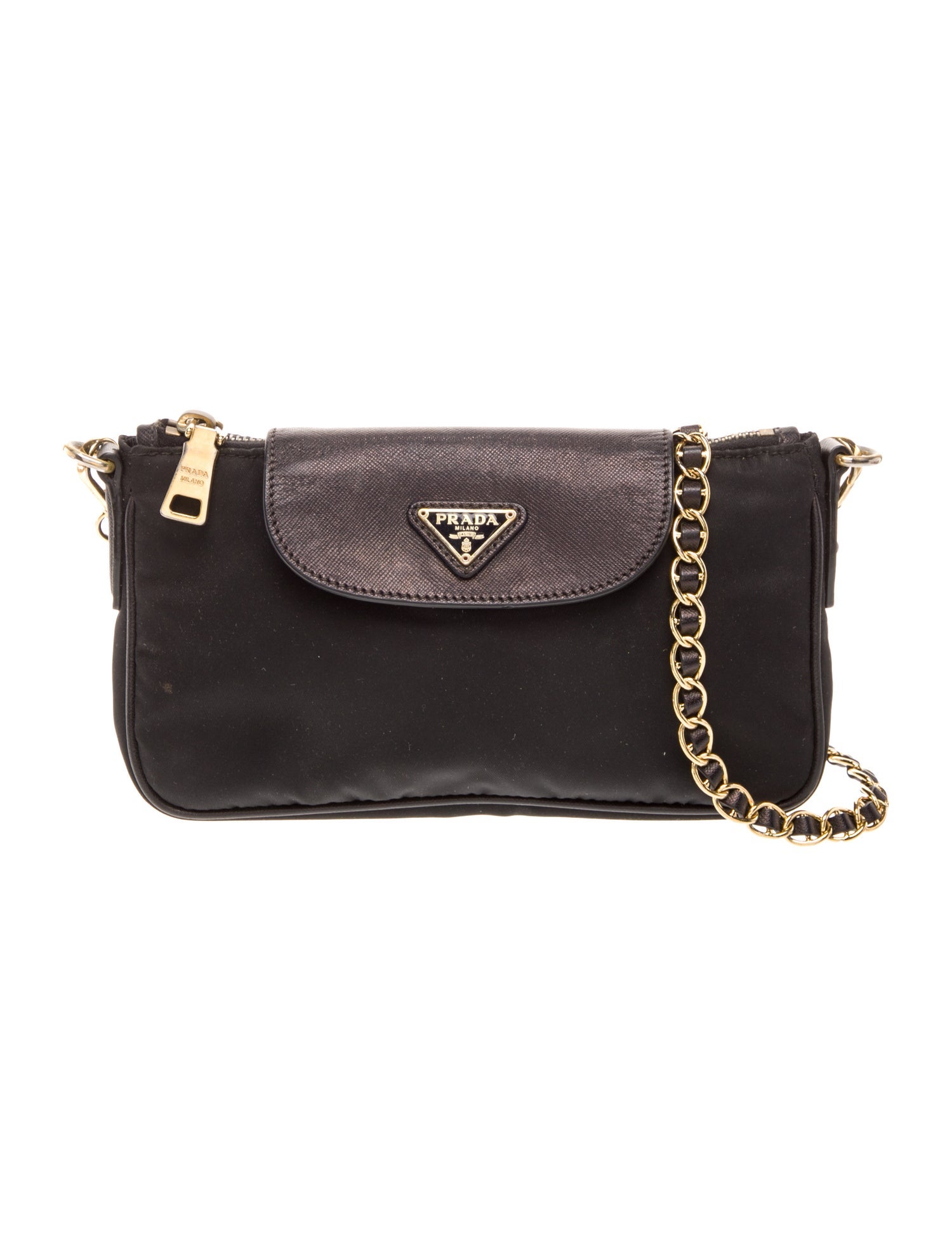 Prada Enameled Metal Triangle Crossbody Bag