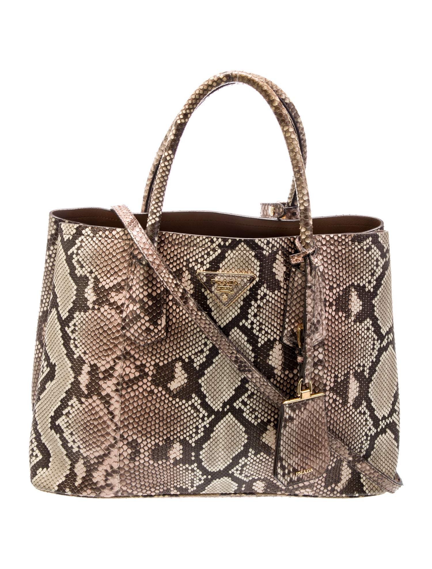 Prada Enameled Metal Triangle Double Bag Medium