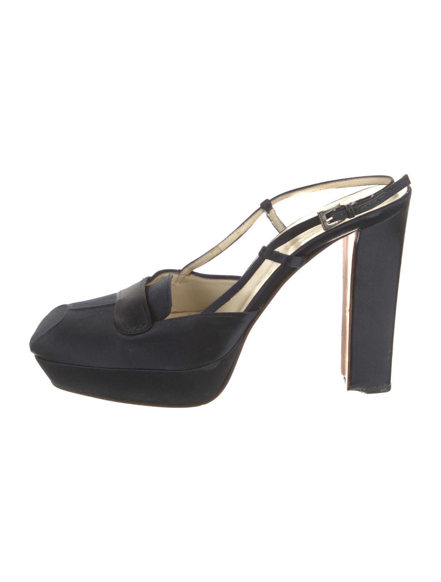 Prada Satin Leather Trim Embellishment Pumps