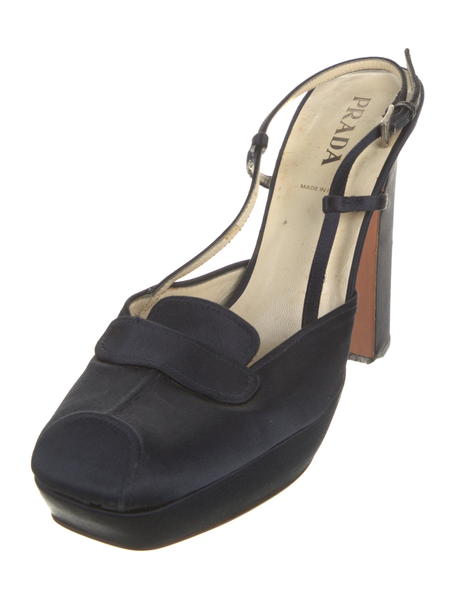 Prada Satin Leather Trim Embellishment Pumps