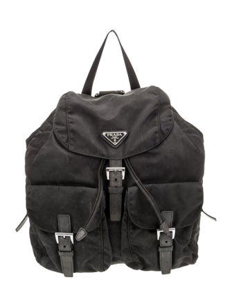 Prada Enameled Metal Triangle Backpack