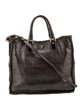 Prada Madras Leather Top Handle Bag