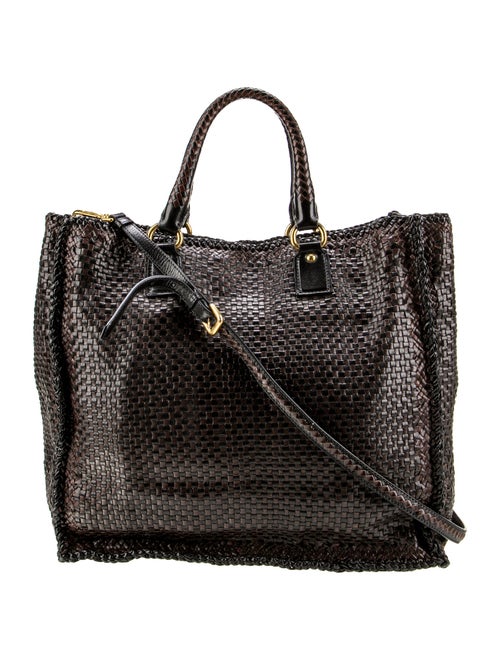 Prada Madras Leather Top Handle Bag