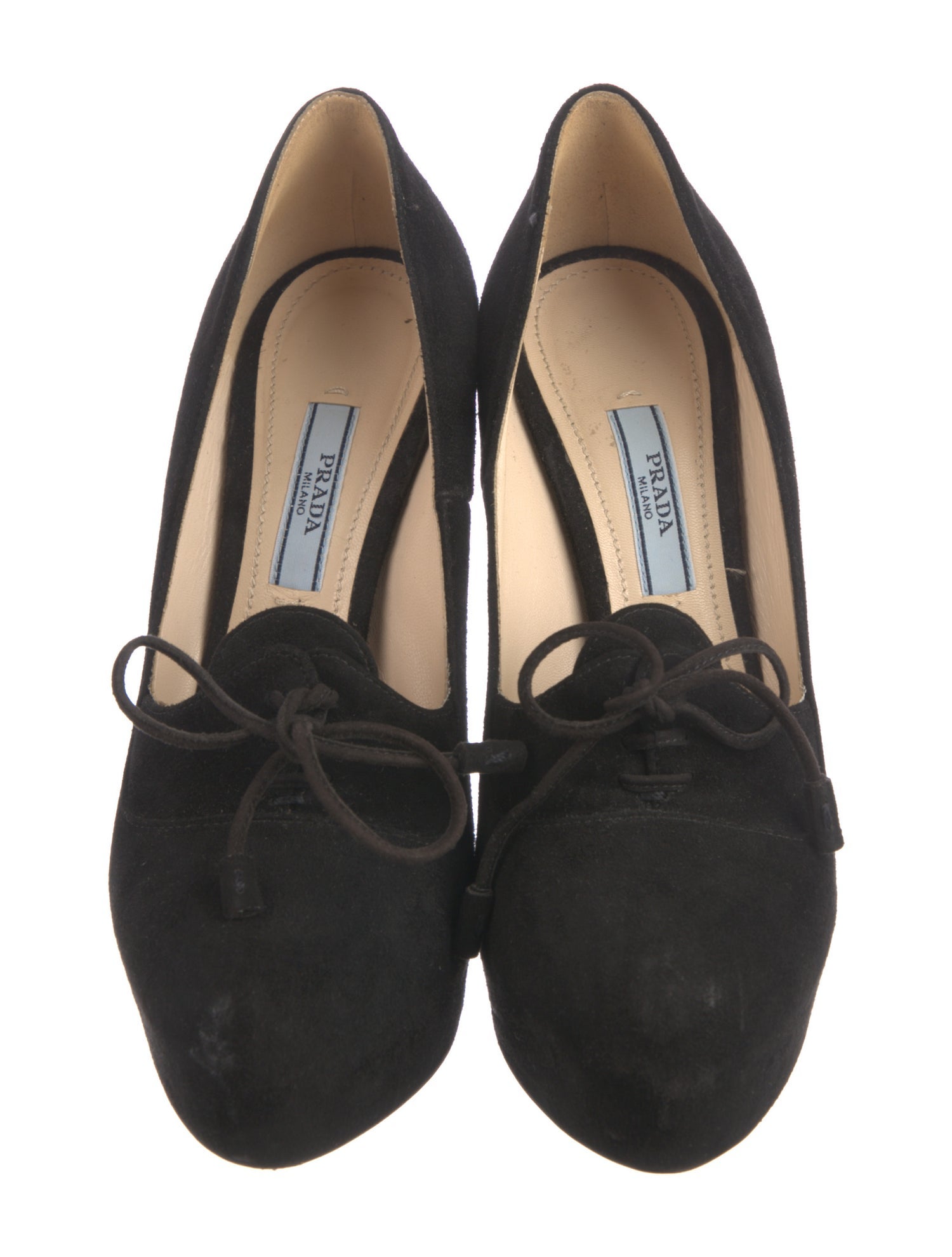 Prada Suede Bow Accents Pumps