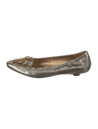 Prada Leather Crystal Embellishments Ballet Flats
