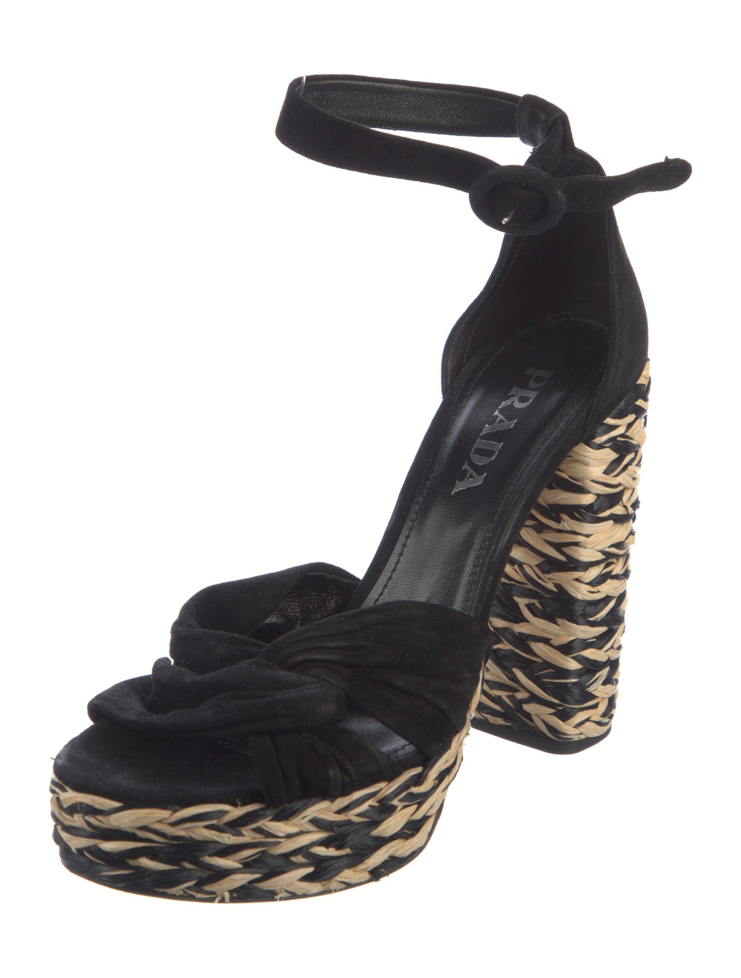 Prada Suede Braided Accents Sandals