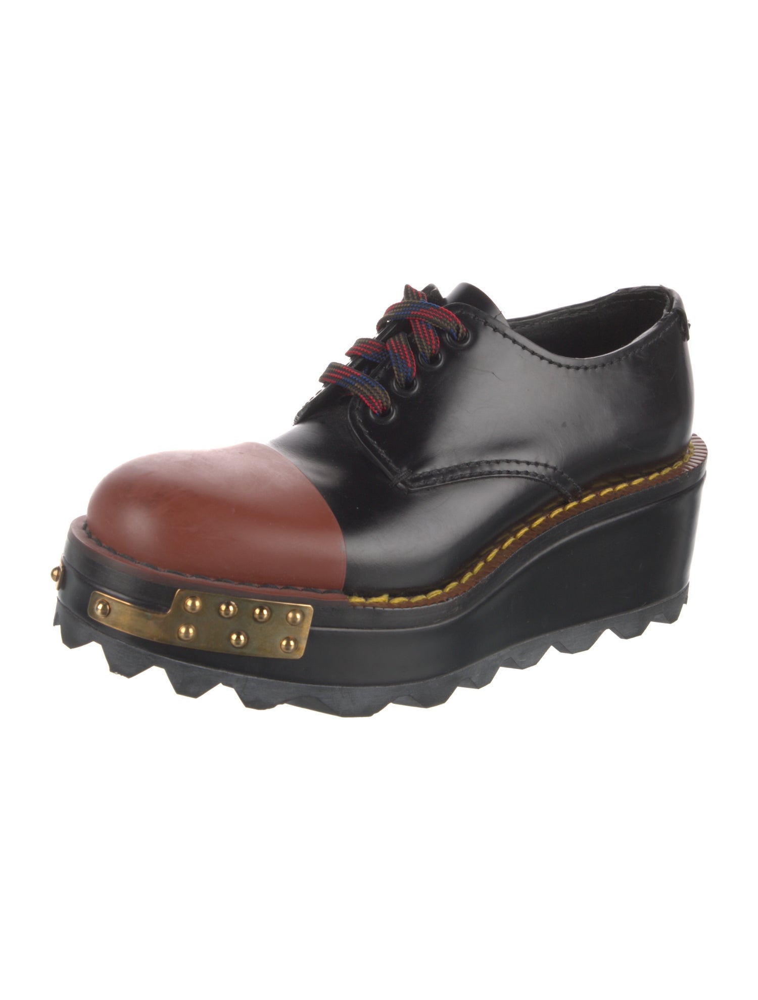 Prada Leather Studded Accents Oxfords
