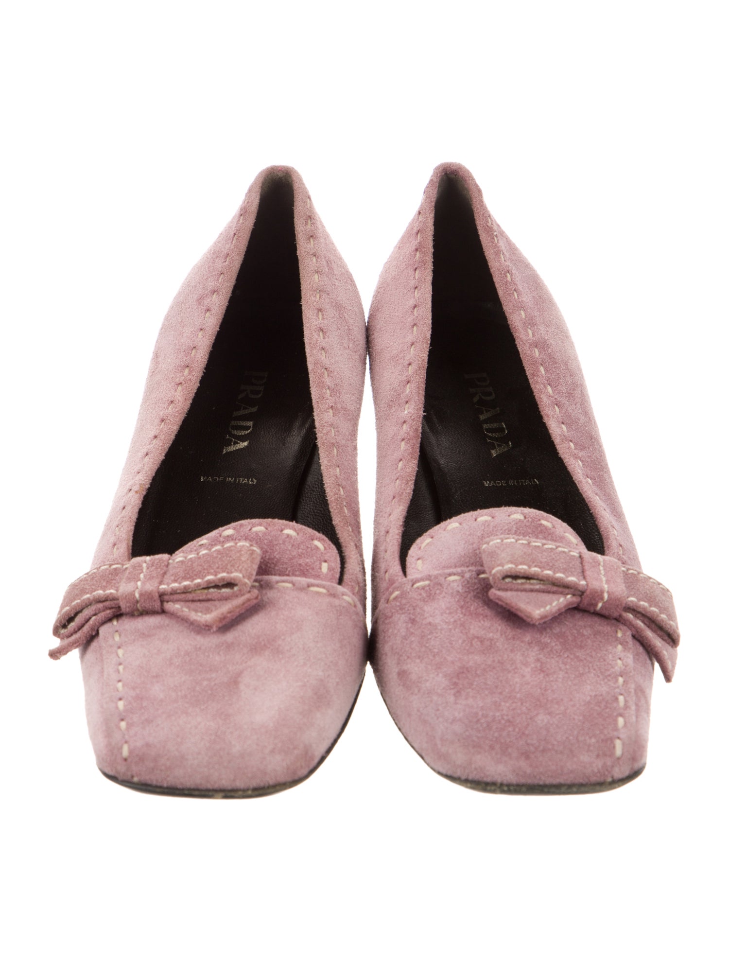Prada Suede Bow Accents Flats