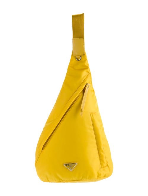 Prada Enameled Metal Triangle Backpack