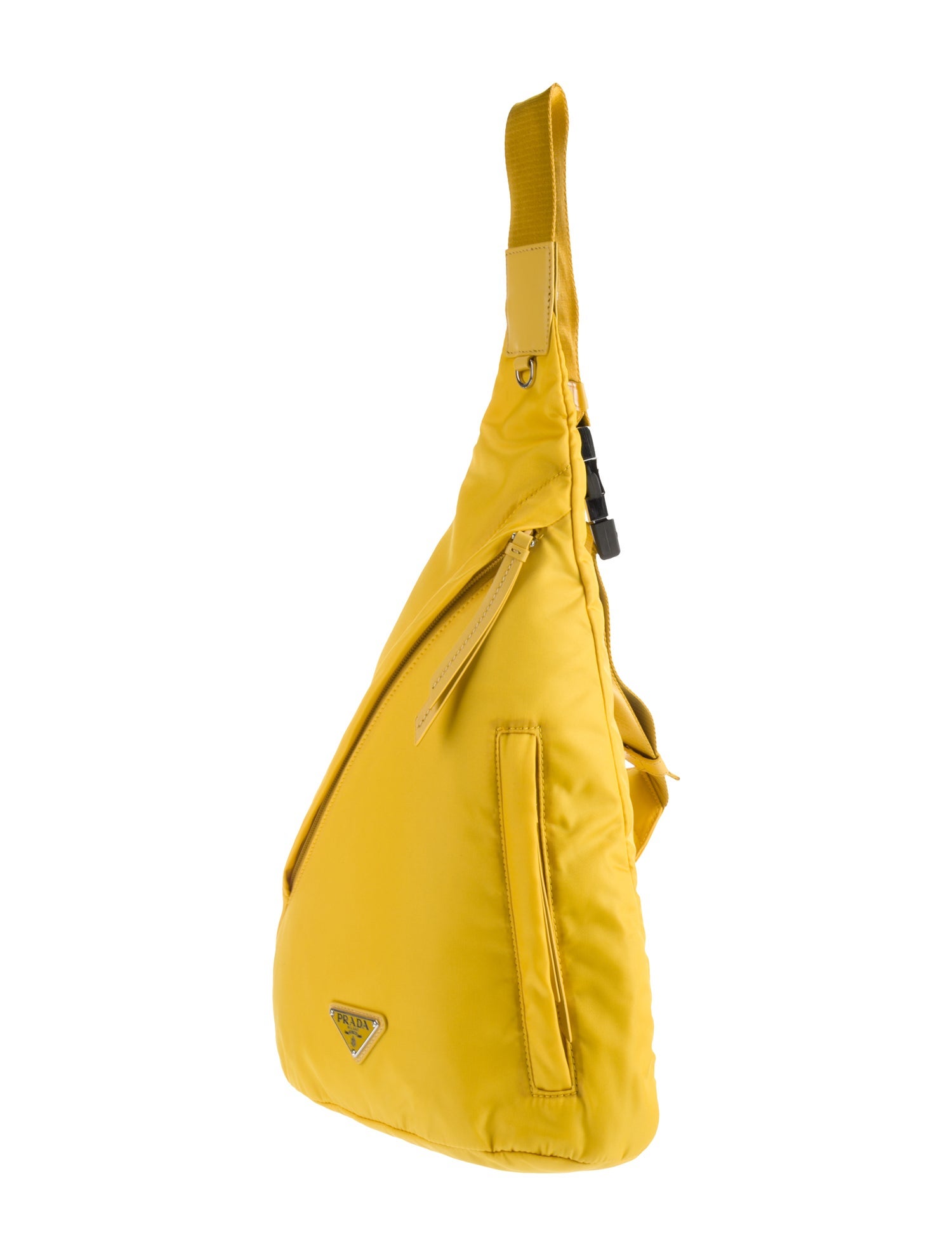 Prada Enameled Metal Triangle Backpack