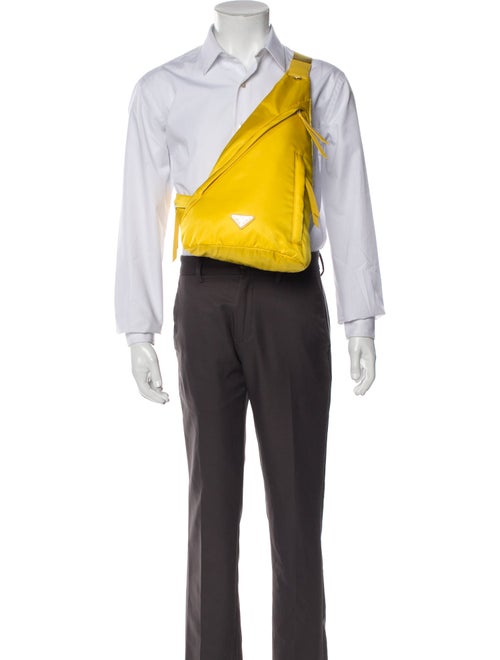 Prada Enameled Metal Triangle Backpack