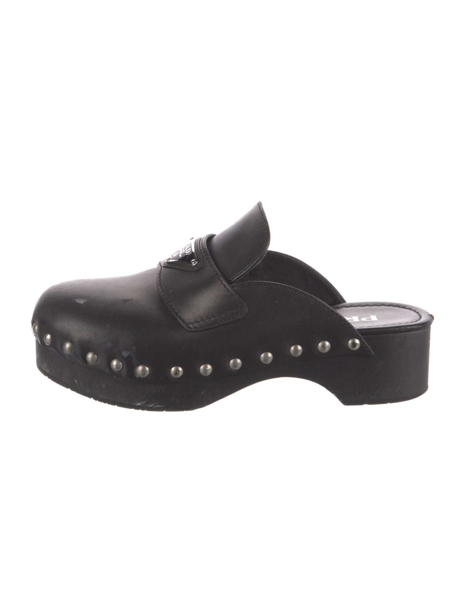 Prada Leather Studded Accents Mules