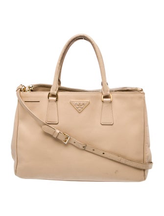 Prada Enameled Metal Triangle Galleria Double Zip Medium