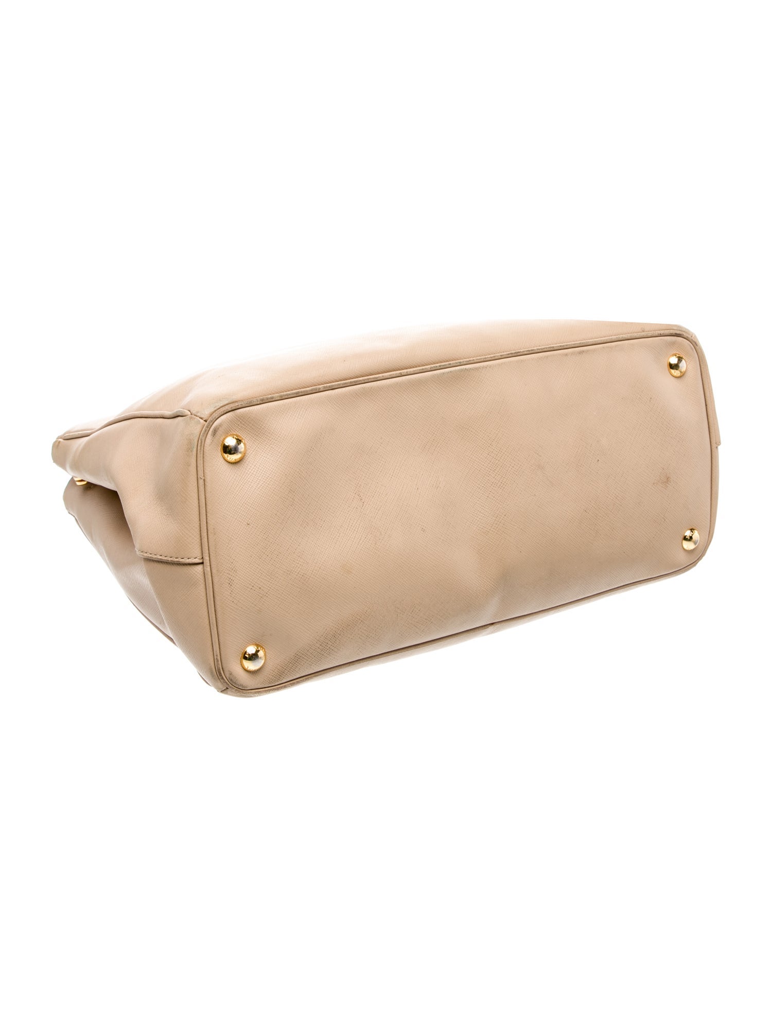 Prada Enameled Metal Triangle Galleria Double Zip Medium