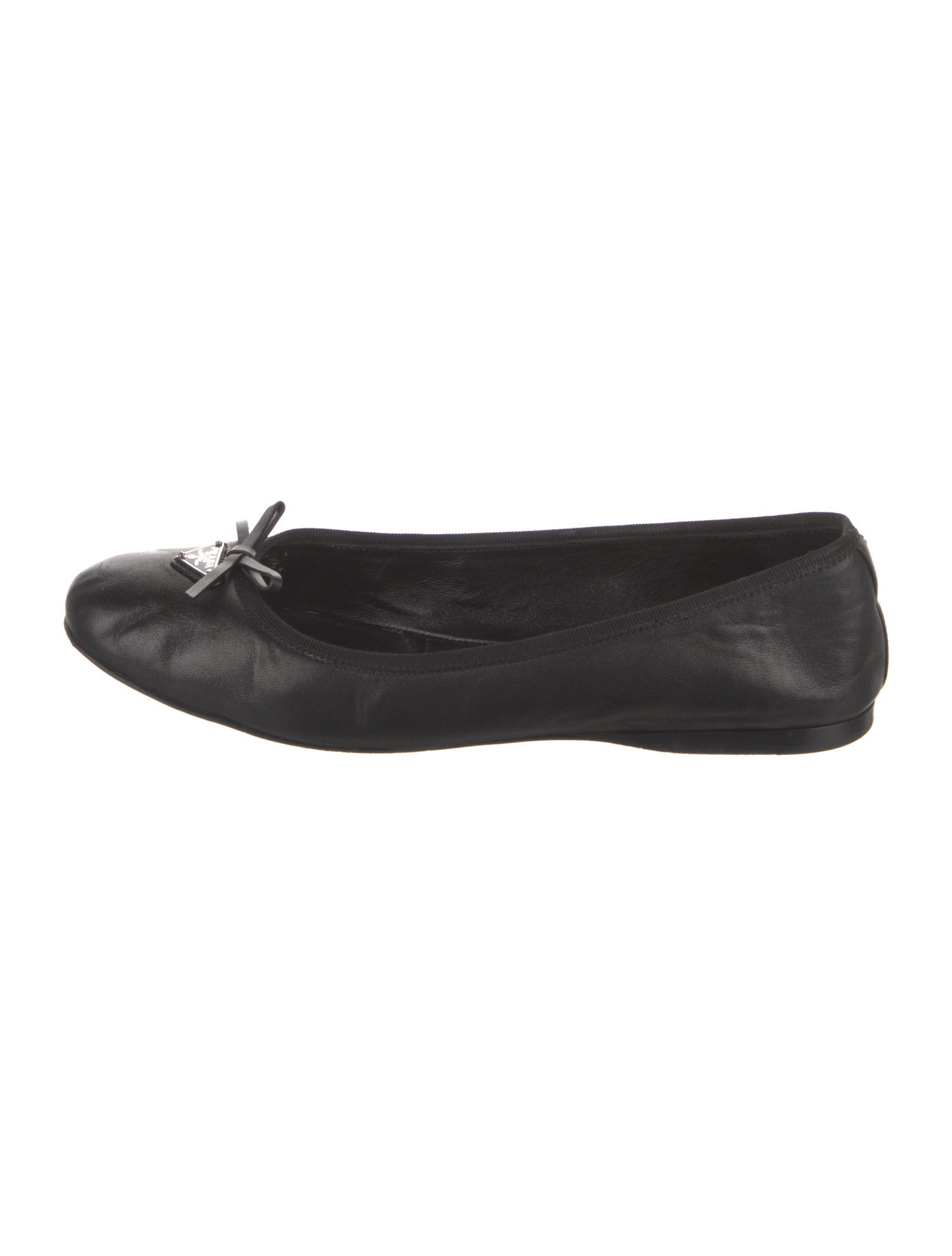 Prada Leather Bow Accents Ballet Flats