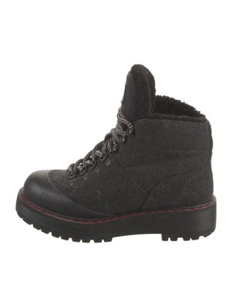 Prada Sport Wool Leather Trim Embellishment Combat Boots