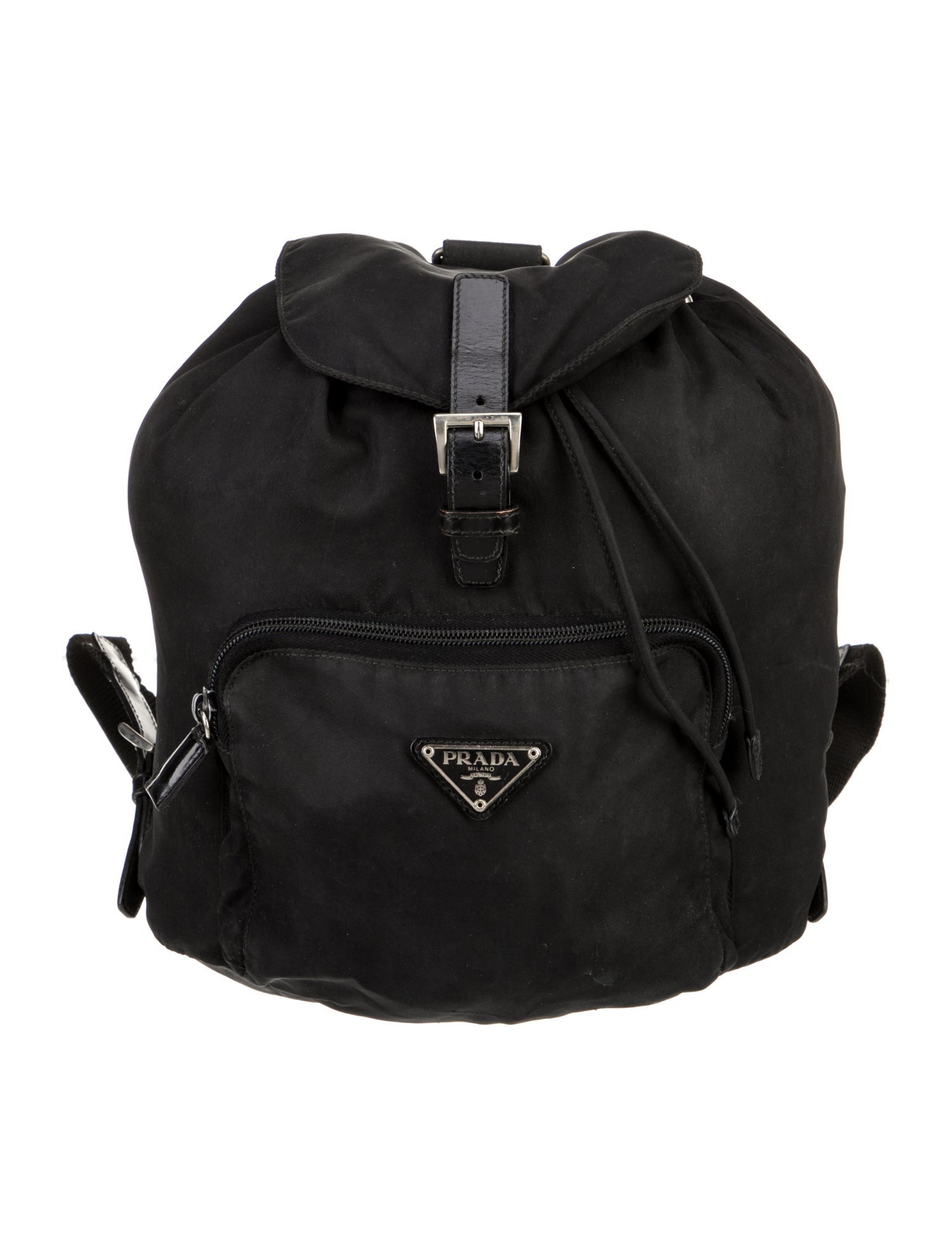 Prada Enameled Metal Triangle Backpack