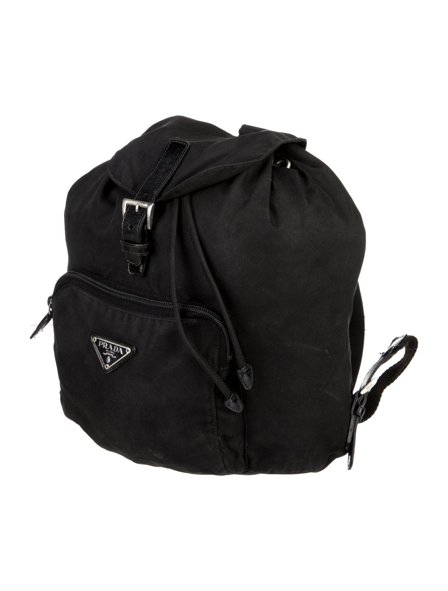 Prada Enameled Metal Triangle Backpack