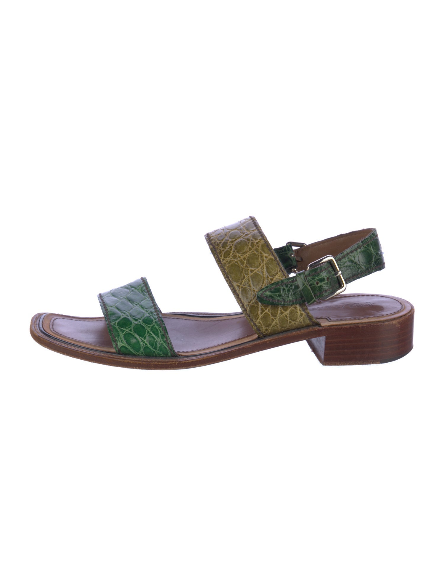 Prada Crocodile Animal Print Slingback Sandals