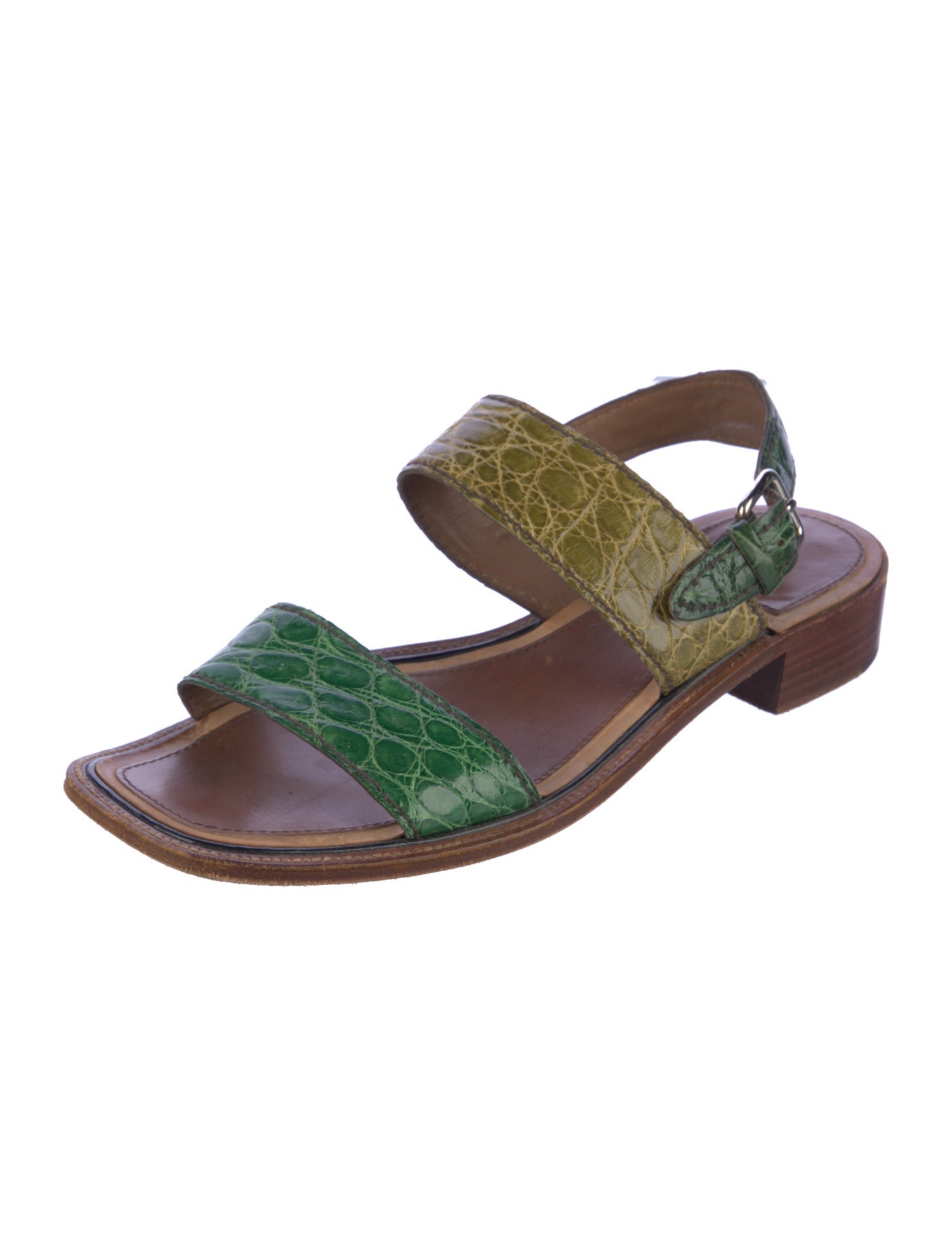 Prada Crocodile Animal Print Slingback Sandals