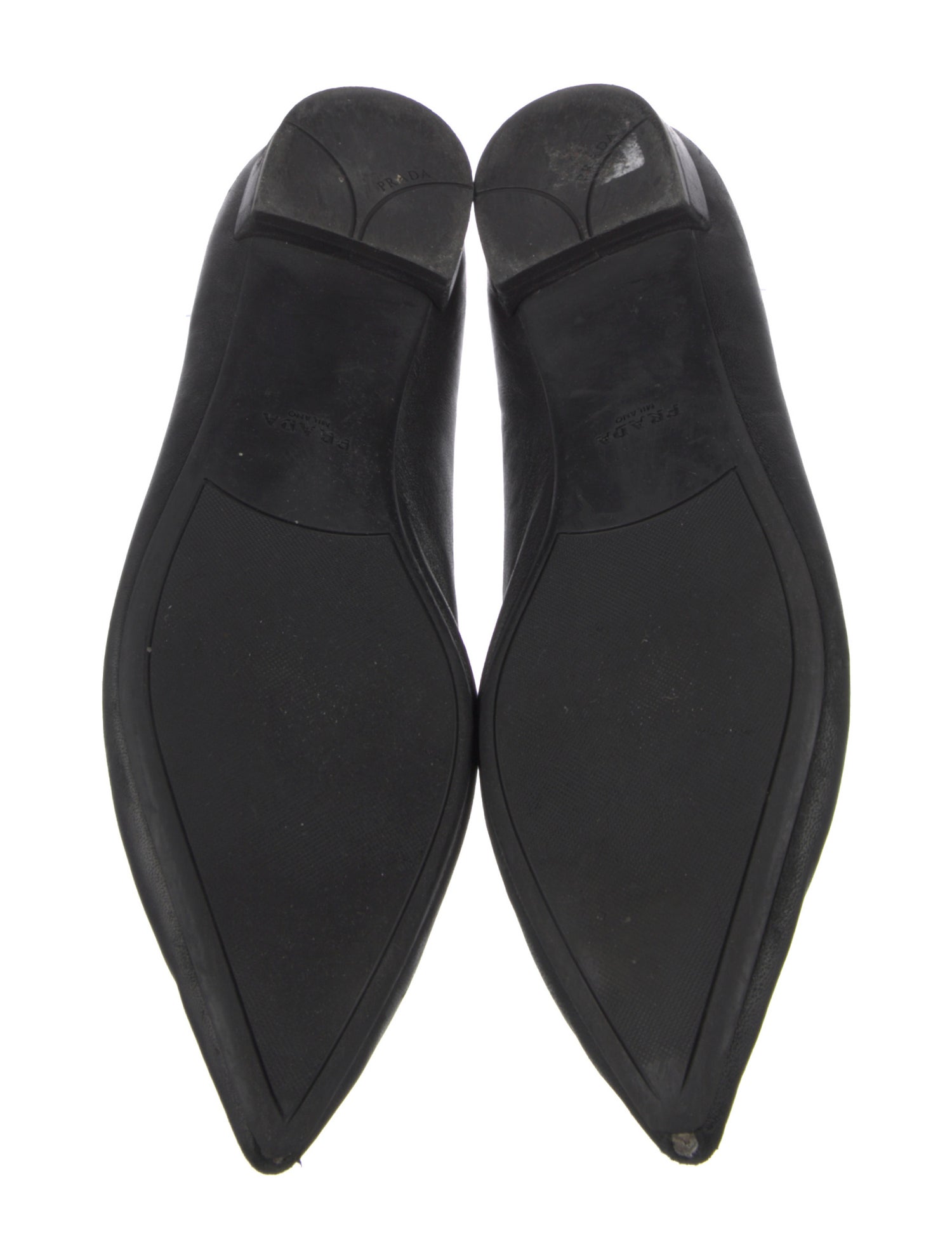 Prada Leather Bow Accents Ballet Flats