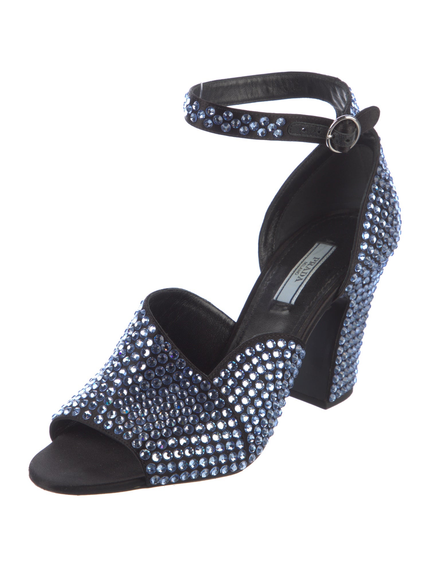 Prada Satin Crystal Embellishments D'Orsay Pumps