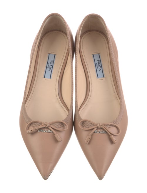 Prada Leather Bow Accents Ballet Flats