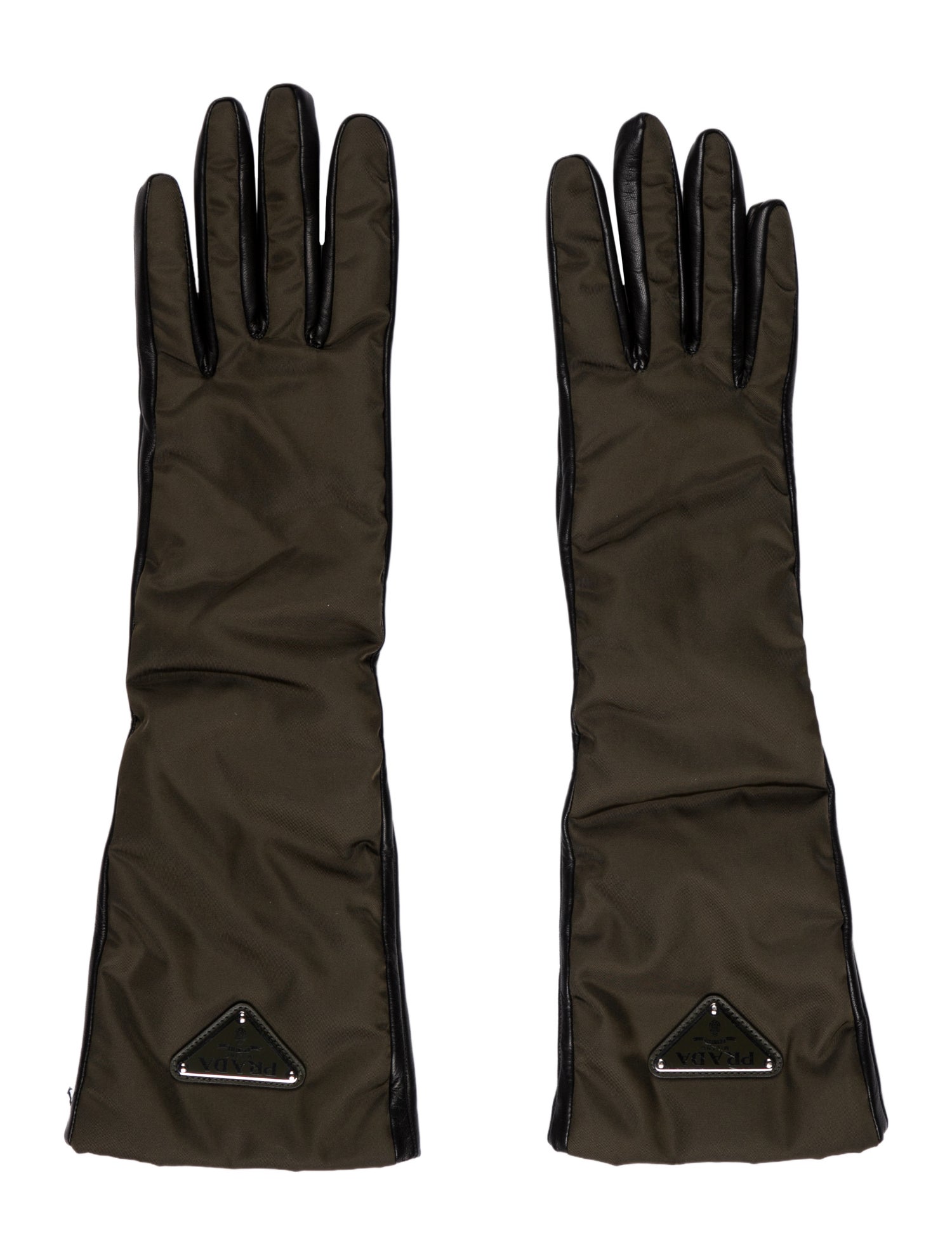 Prada Logo Leather Gloves