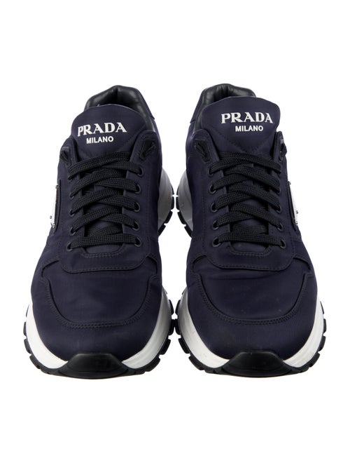 Prada Enameled Metal Triangle Nylon Sneakers