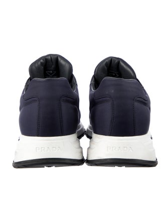 Prada Enameled Metal Triangle Nylon Sneakers