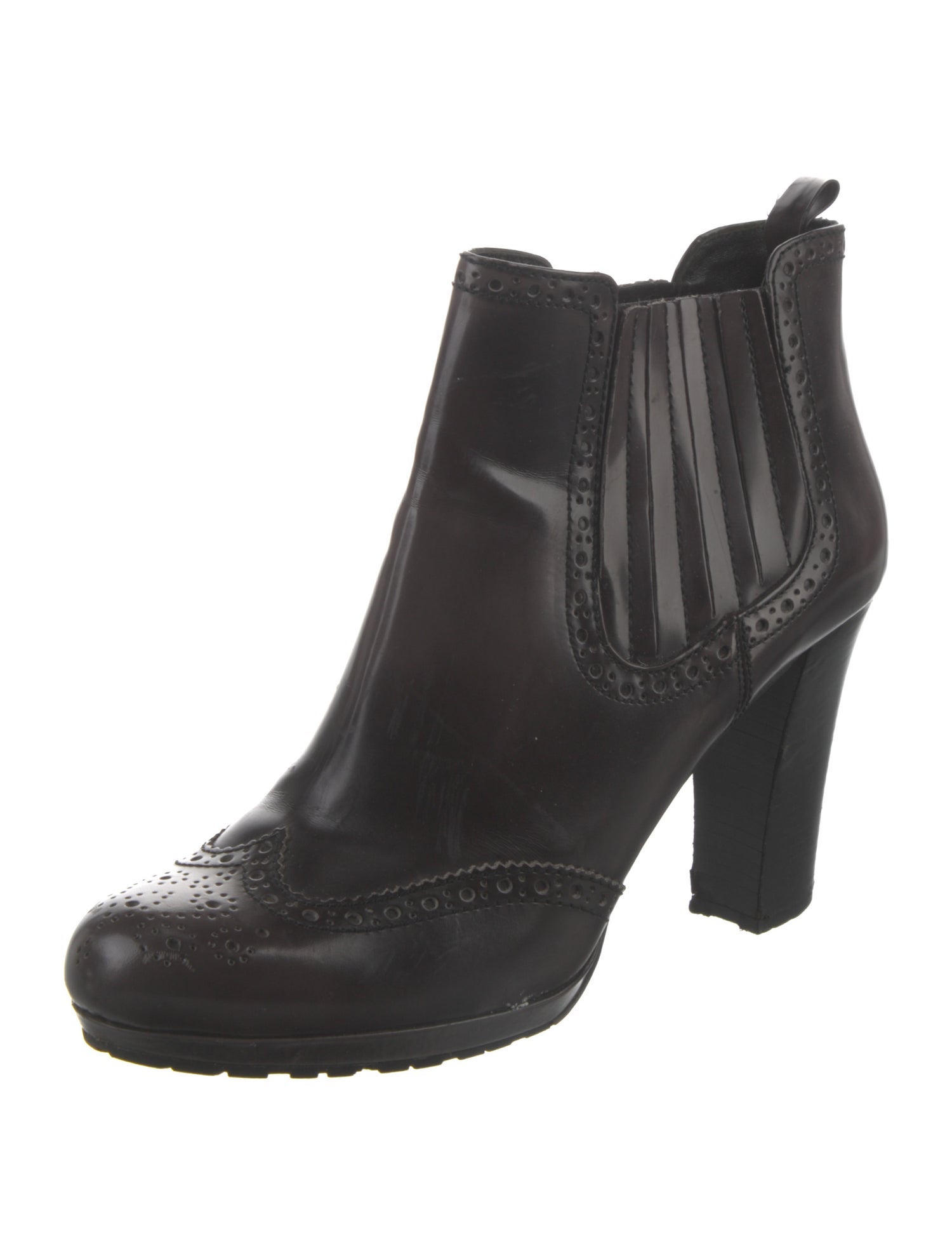 Prada Leather Lasercut Accents Chelsea Boots