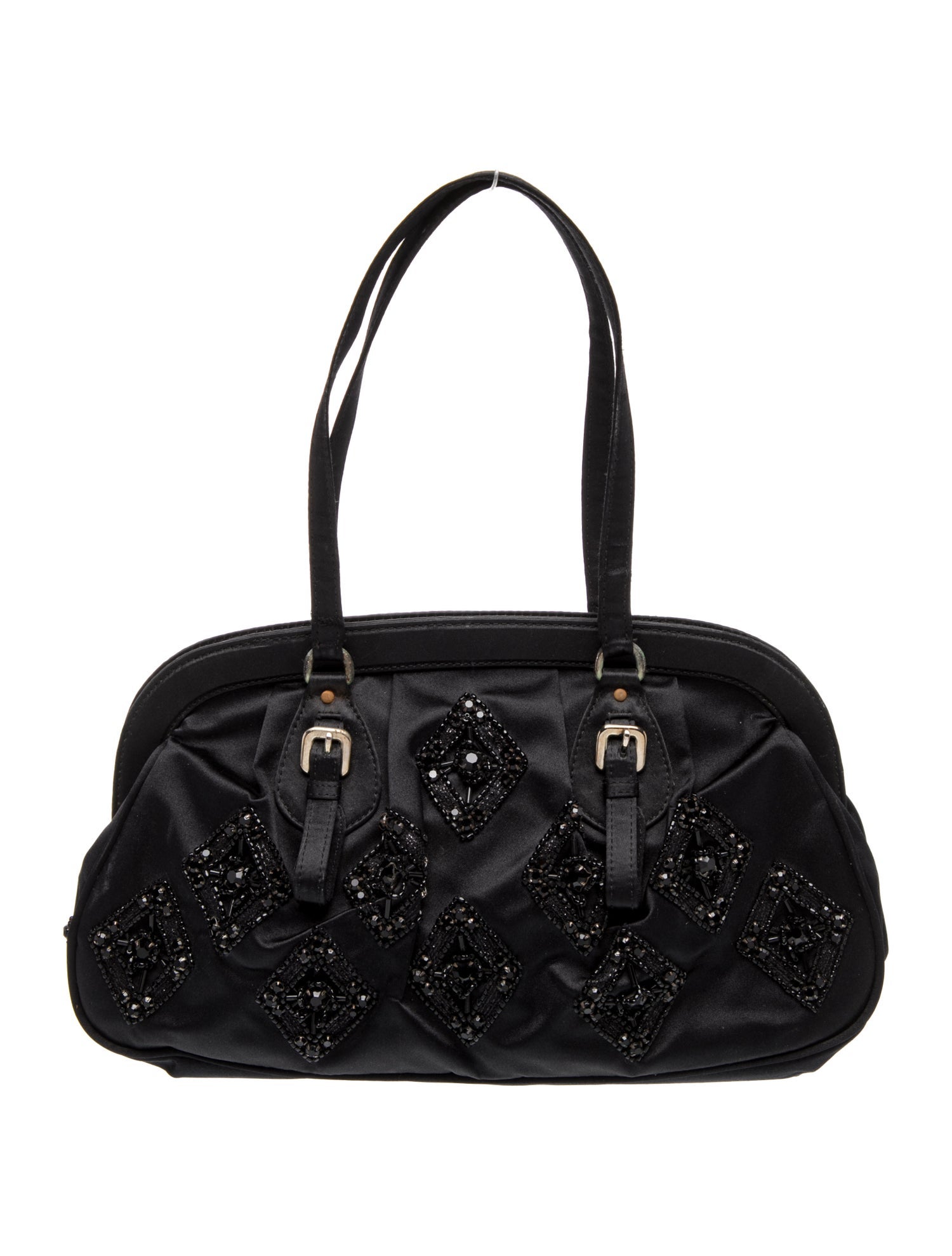 Prada Enameled Metal Triangle Top Handle Bag