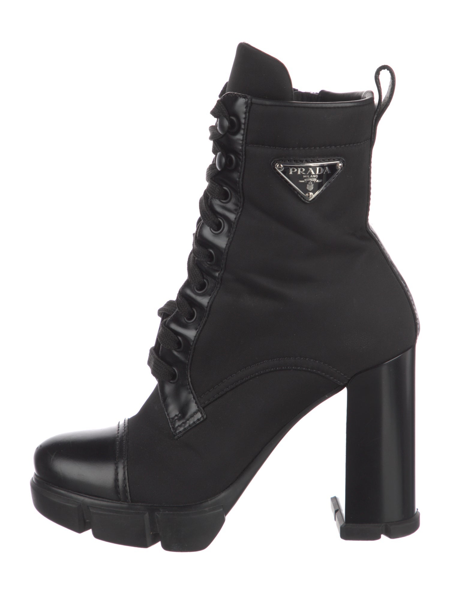 Prada Nylon Lace-Up Boots