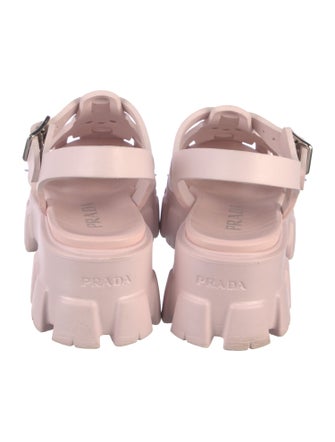 Prada Enameled Metal Triangle Rubber Gladiator Sandals