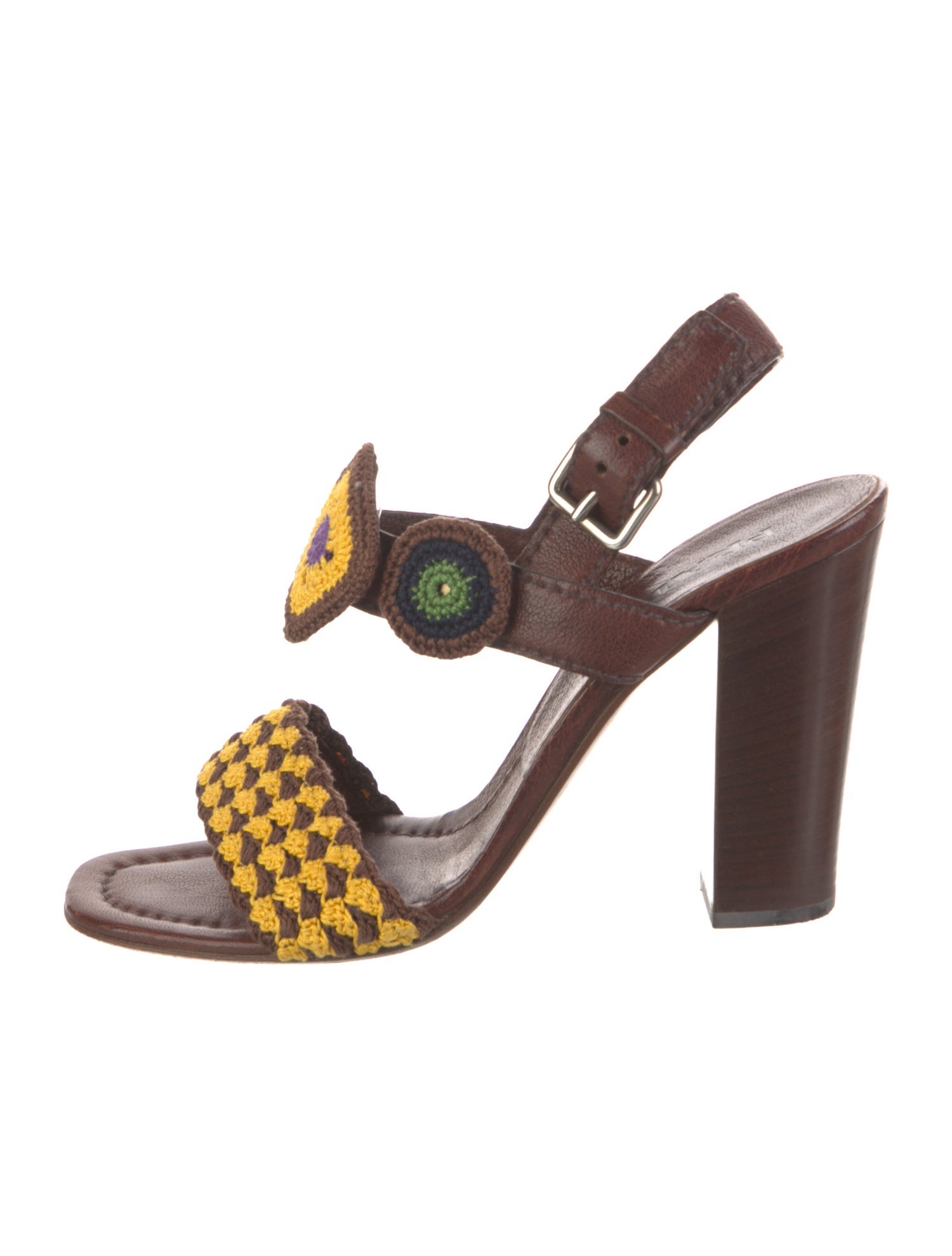 Prada Leather Animal Print Slingback Sandals