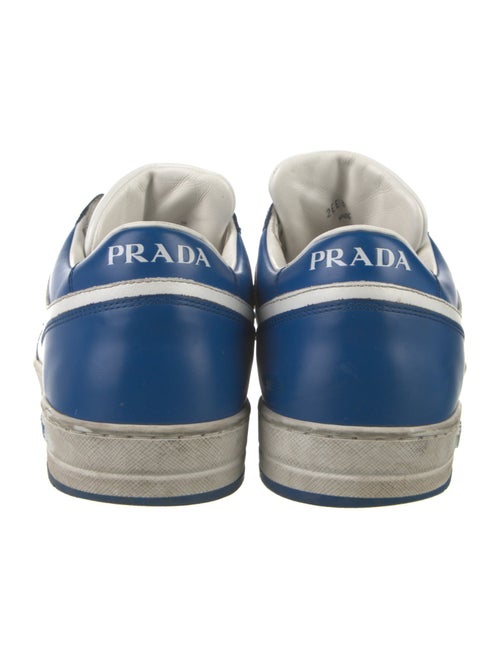 Prada Enameled Metal Triangle Leather Sneakers