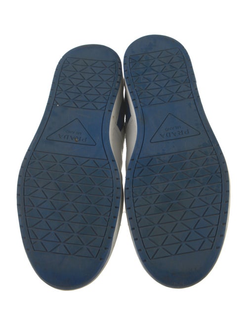 Prada Enameled Metal Triangle Leather Sneakers